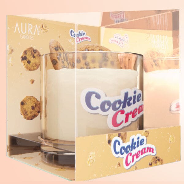 Aura Candles: Cookies & Milk Scented Novelty Candle (14oz) Simple Exclusive 