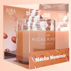 Aura Candles: Mocha Coffee Scented Novelty Candle (14oz) Simple Exclusive 
