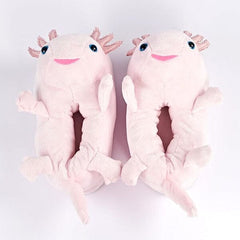 Plush Axolotl Slippers Unisex Rubber Sole Shoe (1 Pair) One-Size-Fits-Most Simple Exclusive 