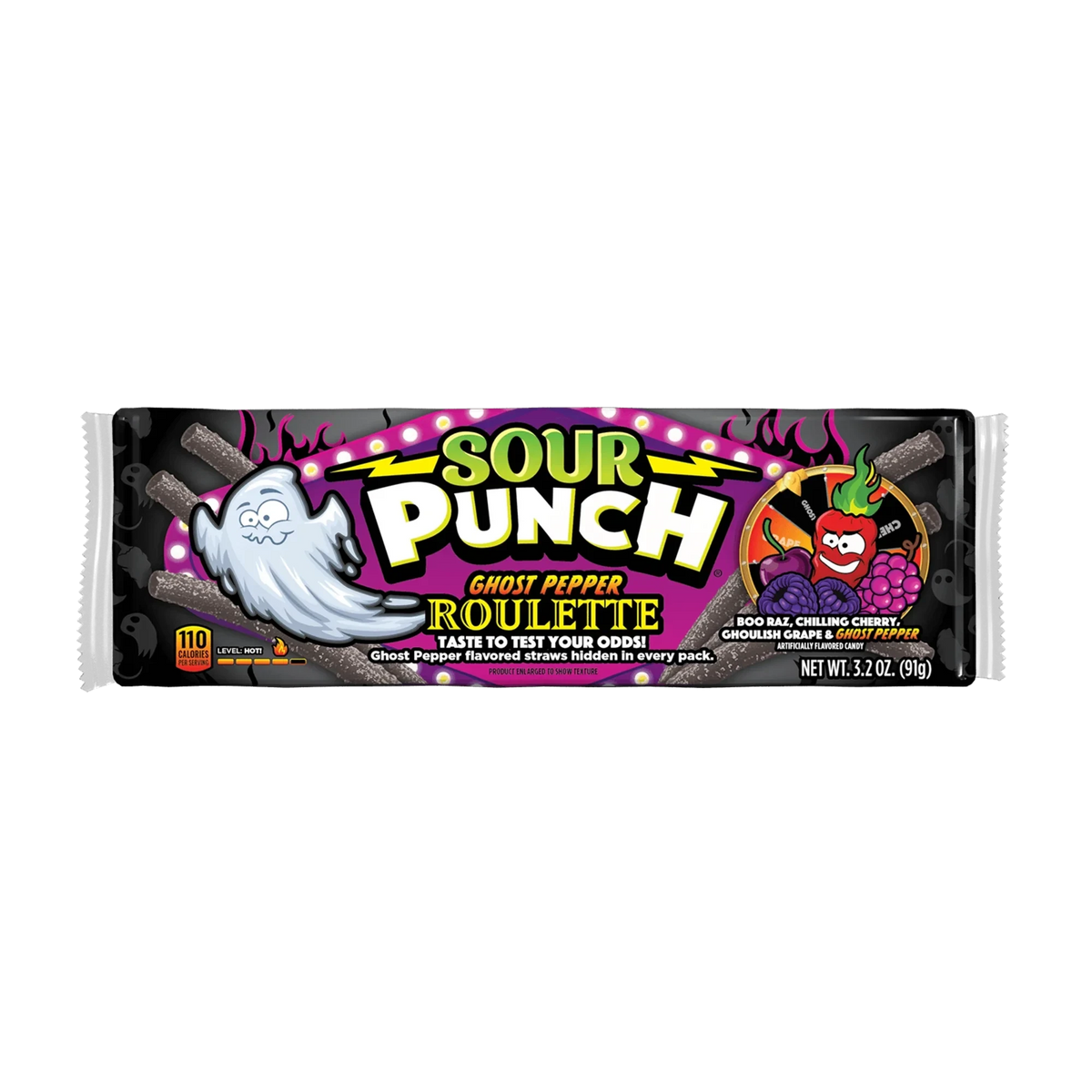 Sour Punch Ghost Pepper Roulette Straws 3.2oz Tray Simple Raindrops 