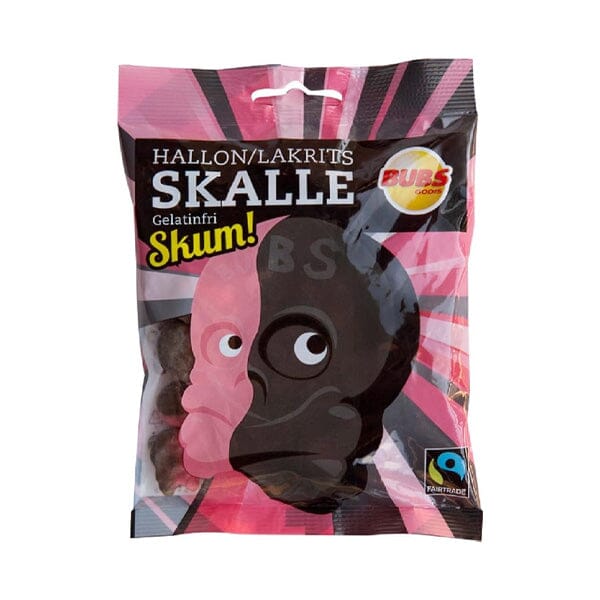 BUBS Godis: Raspberry Foam Liquorice Skull Candy (90g) Simple magazineracksdirect 