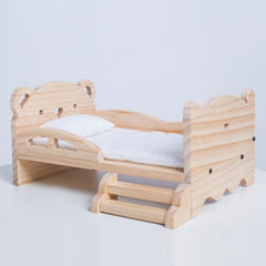 Wooden Bed Frame & Mattress For Dolls (Includes Blanket & Pillow) - Petite Threads Simple Exclusive 