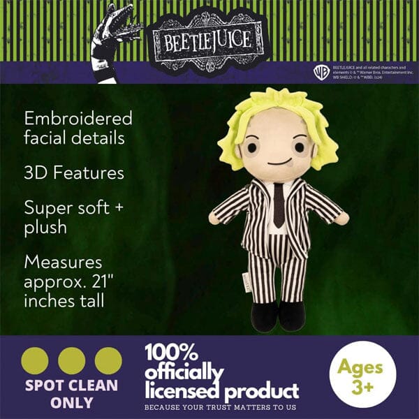 Beetlejuice Phantom Beetle Striped Suit 21" Jumbo Plush Doll Toy (1pc) Simple Beetlejuice 