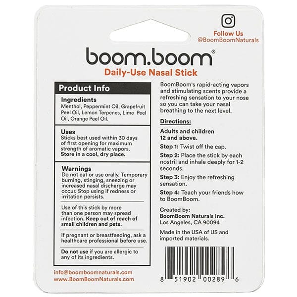 BoomBoom™ Nasal Stick Portable Menthol Inhaler (1pc) Multiple Scents