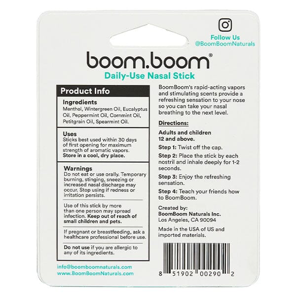 BoomBoom™ Nasal Stick Portable Menthol Inhaler (1pc) Multiple Scents