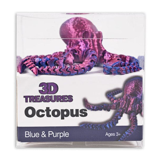 3D Treasures 3D-Printed Articulated Octopus Fidget Toy (Multiple Colors) Simple Exclusive Purple & Blue 