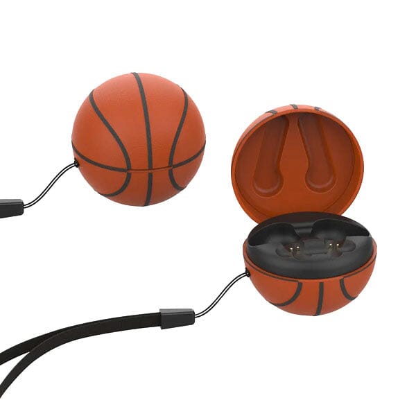 SoundLogicXT Sports Themed TWS Bluetooth Earbud Headphones w/ Charging Case (Soccer or Basketball)