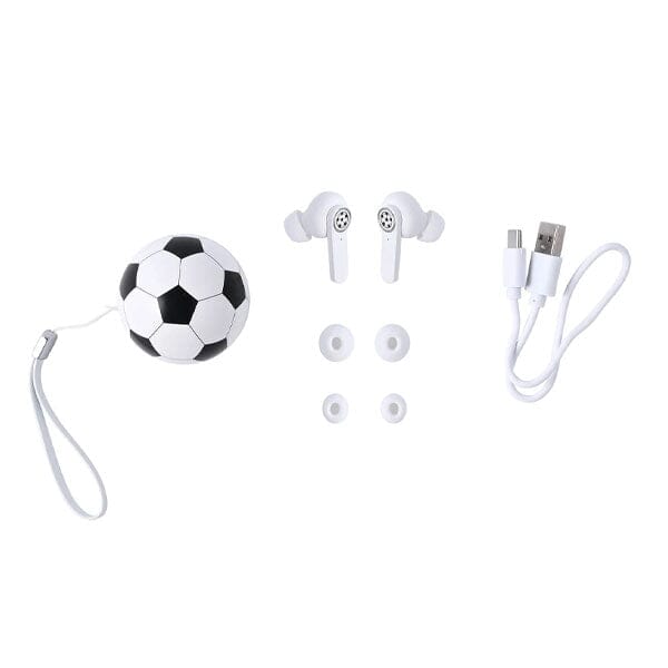 SoundLogicXT Sports Themed TWS Bluetooth Earbud Headphones w/ Charging Case (Soccer or Basketball)