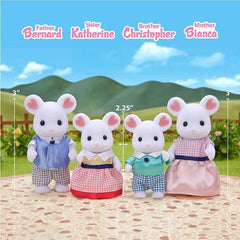 Calico Critters: Marshmallow Mouse Family (4pc) Posable Flocked Collectible Figurines Simple Calico Critters 