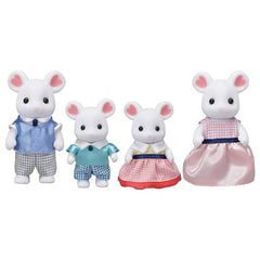 Calico Critters: Marshmallow Mouse Family (4pc) Posable Flocked Collectible Figurines Simple Calico Critters 