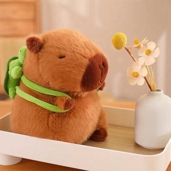Capybara 9" Kawaii Plush w/ Turtle Backpack Squishy Pillow Toy