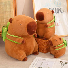 Capybara 9" Kawaii Plush w/ Turtle Backpack Squishy Pillow Toy Simple Showcase 