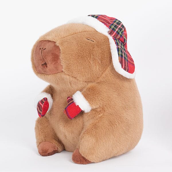 Capybara 9" Kawaii Matching Plaid Hat & Mittens Plush Toy (1pc) Simple Exclusive 