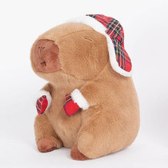 Capybara 9" Kawaii Matching Plaid Hat & Mittens Plush Toy (1pc) Simple Exclusive 