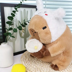 Capybara 9" Kawaii Bunny Hat & Boba Drink Plush Toy Simple Exclusive 