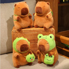 Capybara 9" Kawaii Matching Frog Hat & Purse Plush Toy (1pc) Simple Exclusive 