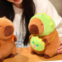 Capybara 9" Kawaii Matching Dinosaur Hat & Purse Plush Toy (1pc) Simple Exclusive 