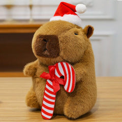 Capybara 9" Kawaii Santa Hat & Candy Cane Christmas Plush Toy (1pc) Simple Exclusive 