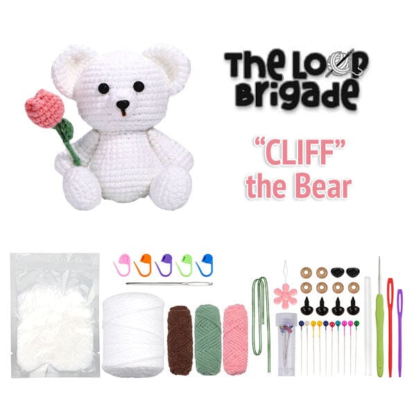 The LOOP Brigade: DIY Mini Crochet Plush Toy Complete Kit For Beginners - Cliff the Bear Simple Exclusive 