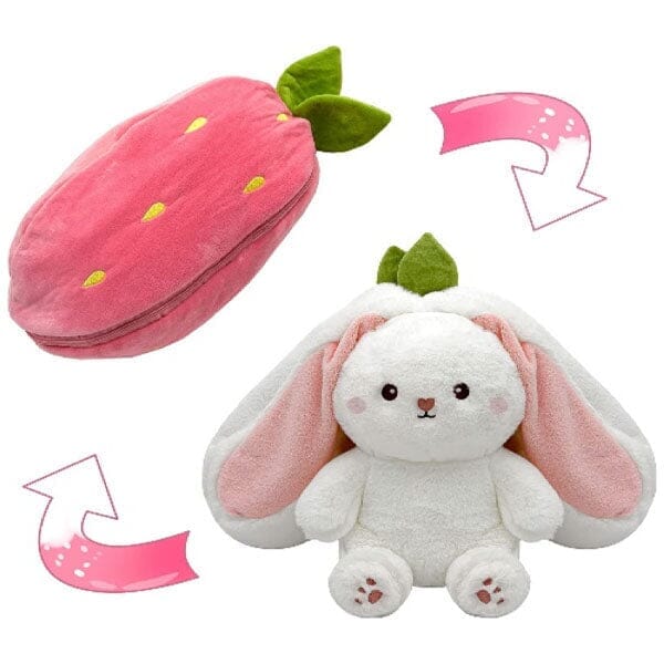 Flopsymates: Convertible 14" Bunny Plush Toys | Strawberry Or Carrot Simple magazineracksdirect Strawberry Bunny 