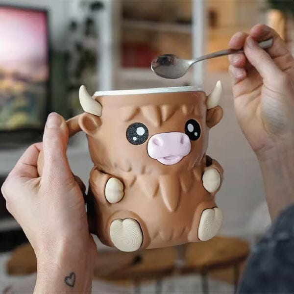 PintCuddler Cartoon Cow Ice Cream Pint Holder Kit (Includes 2 Spoons & Cookie Tray) Simple Exclusive 