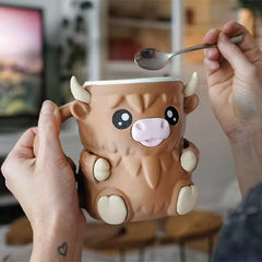 PintCuddler Cartoon Cow Ice Cream Pint Holder Kit (Includes 2 Spoons & Cookie Tray) Simple Exclusive 