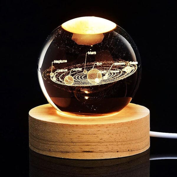 CelestiaGlow LED Crystal Ball With Wooden Base (Multiple Styles) Simple magazineracksdirect Solar System Design 