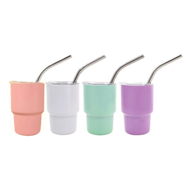 HydriEase Mini 3oz Vacuum Insulated Tumbler Shot Glass Cups With Straws (4pk) Preorder magazineracksdirect 