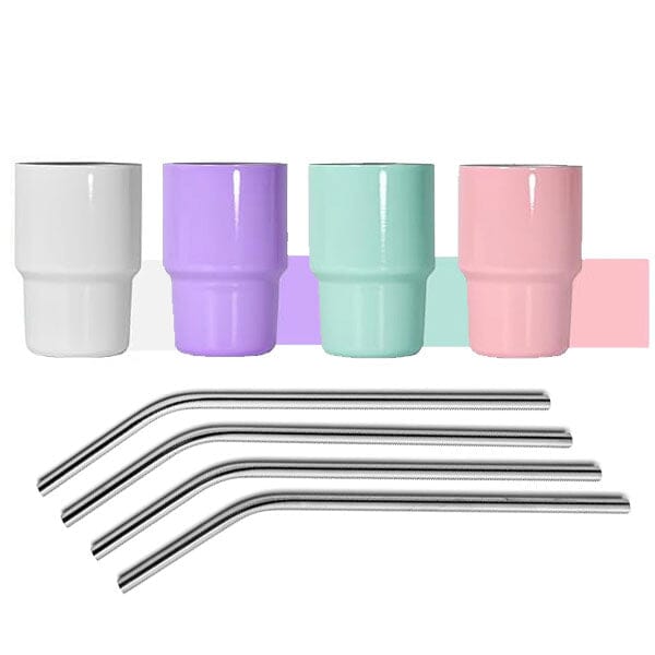 HydriEase Mini 3oz Vacuum Insulated Tumbler Shot Glass Cups With Straws (4pk) Preorder magazineracksdirect 