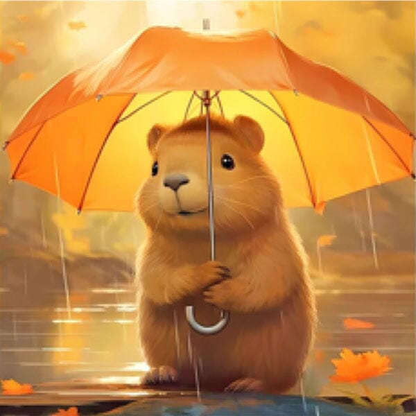 Studio Art Diamond Painting Full Coverage "Capybara Puddle Play" (40cm x 40cm) Simple Studio Art 