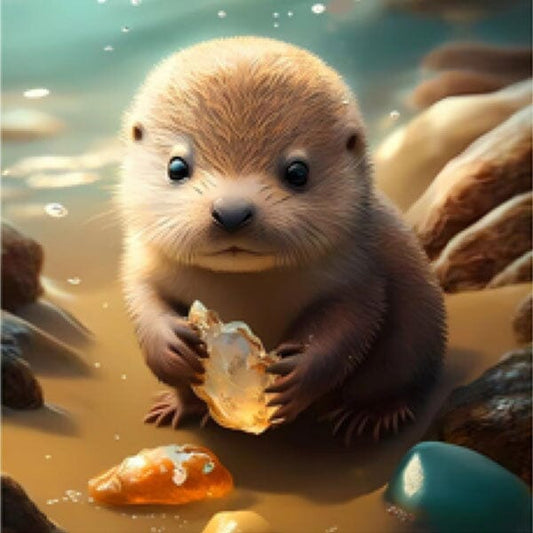 Studio Art Diamond Painting Full Coverage "Otter's Treasure" (40cm x 40cm) Simple Studio Art 
