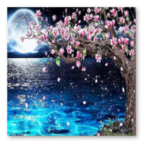 Studio Diamond Painting Full Coverage | Moonlit Cherry Blossoms | 40cm x 40cm