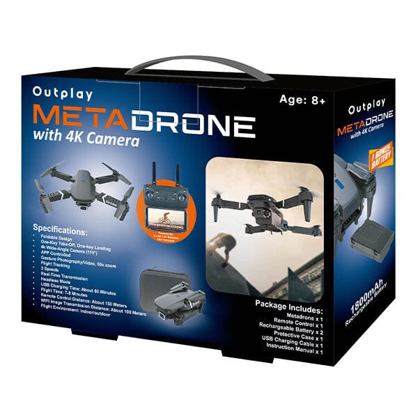 Outplay MetaDrone 4K Dual-Camera RC Drone with Case & Bonus Battery Simple Exclusive 