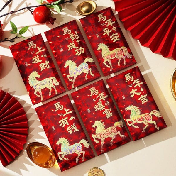 Lucky Lunar New Year Fire Horse Gift Envelopes (6pk) Simple Exclusive 