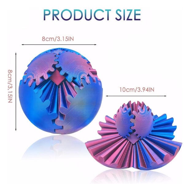 3D Printed Fidget Gear Ball Toy (1pc) Multiple Colors