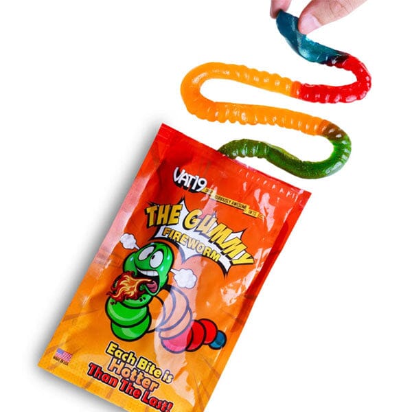 The Gummy Fireworm™ 2ft Hot Gummy Worm Candy of Increasing Spiciness