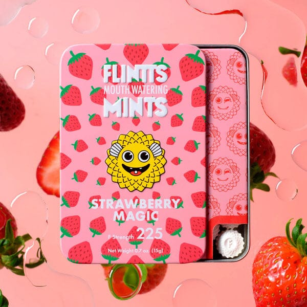 Flintts Mints Mouth-Watering Candy (15g) Multiple Strengths & Flavors Simple Flintts Mints 225 F-Strength Strawberry Magic 