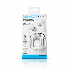 Ionix TWS Wireless Earbuds With Digital Display and Transparent Case Simple Exclusive 