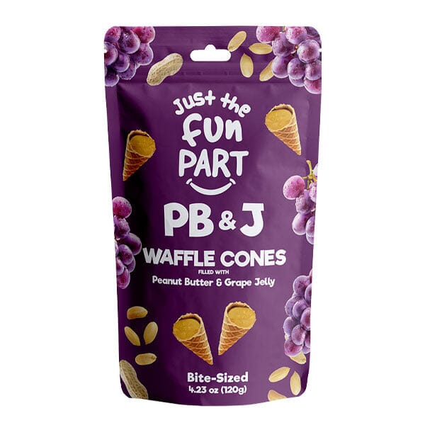 Just The Fun Part Peanut Butter & Jelly Filled Bite-Size Crispy Mini Waffle Cones (120g) Multiple Flavors Simple Just The Fun Part Peanut Butter & Grape Jelly 