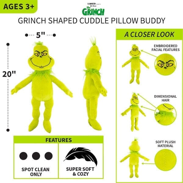 The Grinch by Dr. Seuss: Super Soft Plush 20" Cuddle Pillow Plush | Pre-Order Preorder Showcase 