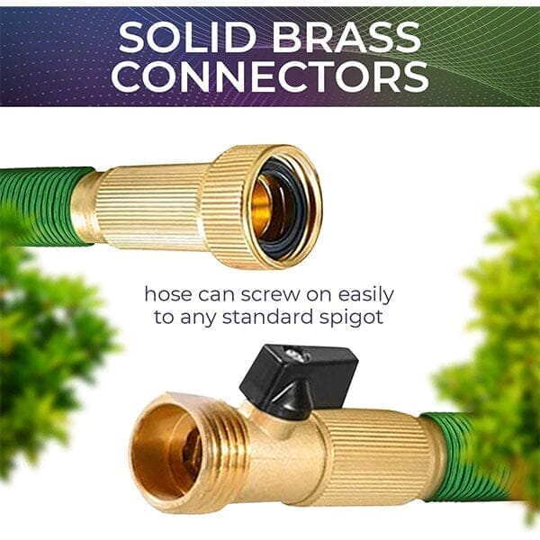 GRO-Hose GREEN | 75ft Expandable Hose With Sprayer Nozzle & Brass Valve Simple Showcase 