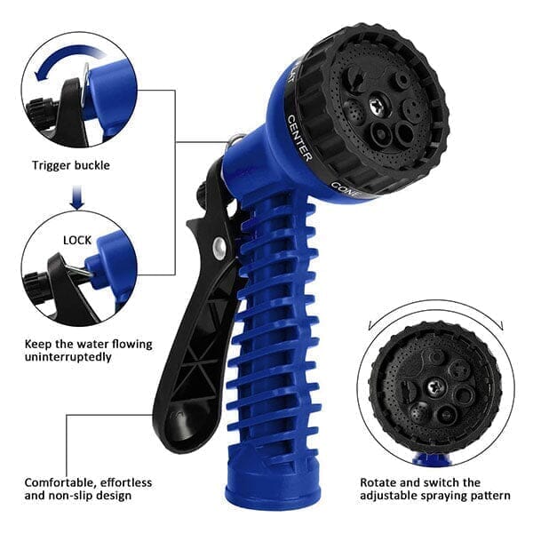 GRO-Hose BLUE | 75ft Expandable Hose With Sprayer Nozzle Simple Showcase 