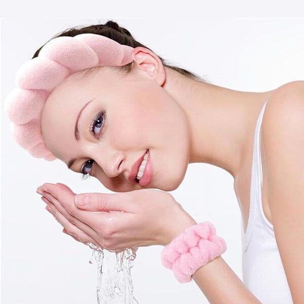 Glam DryDuo (3pc) Absorbant Microfibre Spa Headband & Wristbands For Skincare