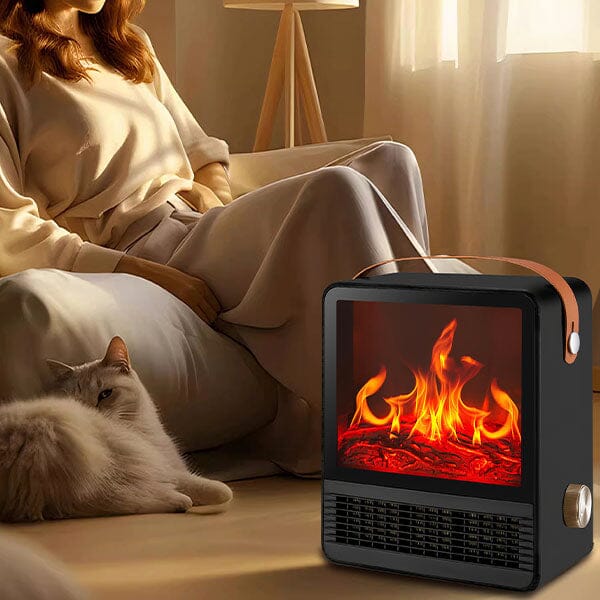 HeatMatez Portable Ceramic Heater With Real Flame! Preorder magazineracksdirect 