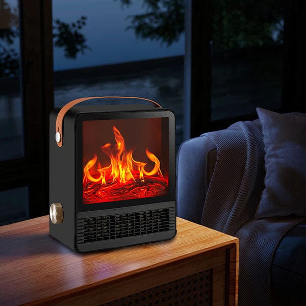 HeatMatez Portable Ceramic Heater Realistic 3D Flame Effect