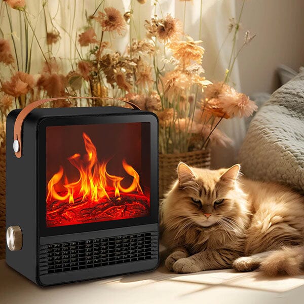 HeatMatez Portable Ceramic Heater With Real Flame! Preorder magazineracksdirect 