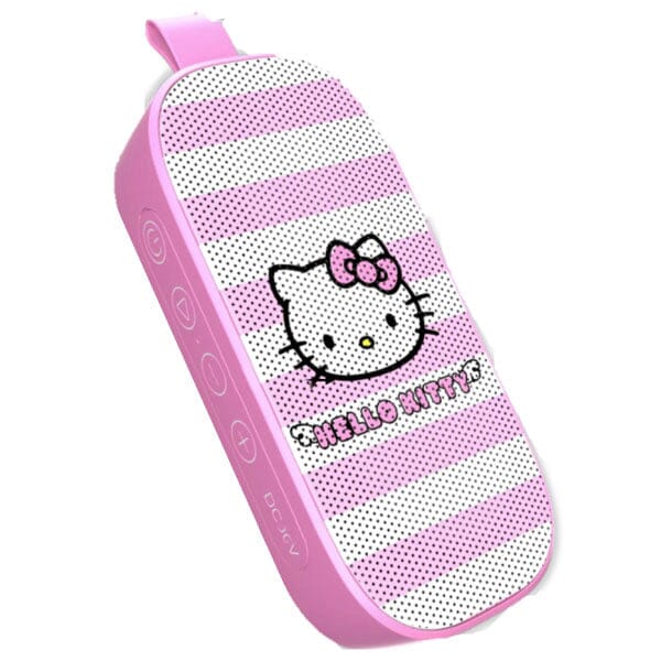 Hello Kitty Sanrio 50th Anniversary Pink Striped Bluetooth Speaker Preorder magazineracksdirect 