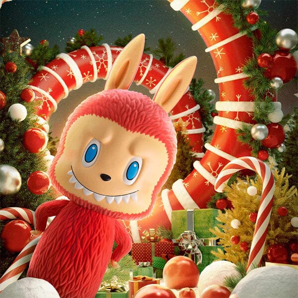 Pop Mart x THE MONSTERS: Giant 2.5-Foot MEGA Labubu TEC 1000% Winter Holiday Flocked Figure Doll (1pc) Simple Pop Mart 