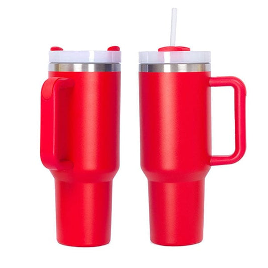 HydriEase 40oz Vacuum Insulated Tumbler Cup With Handle & Straw (1pc) Multiple Colors Simple HydriEase Spicy Red 