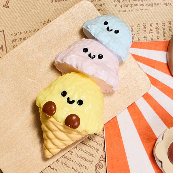 SqueezeSquad Taba Deluxe Premium Silicone Squishy Fidget Toy - Triple Ice Cream Cone Simple Exclusive 